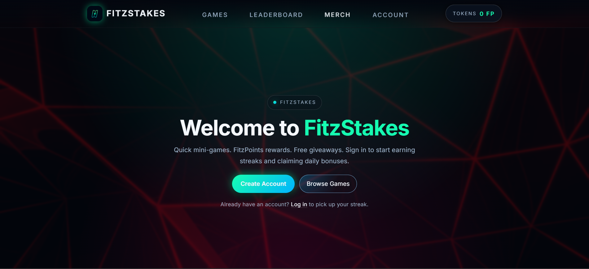 FitzStakes landing page