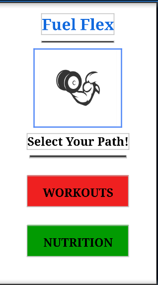 Fuel Flex home selection screen