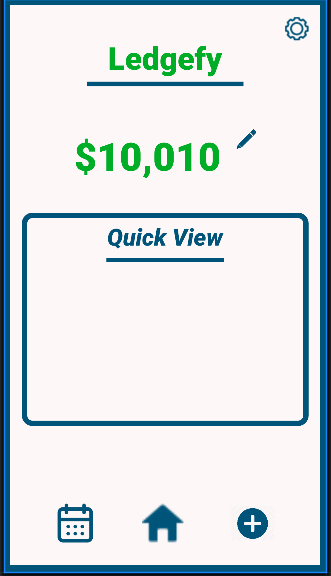 Ledgefy home dashboard screen