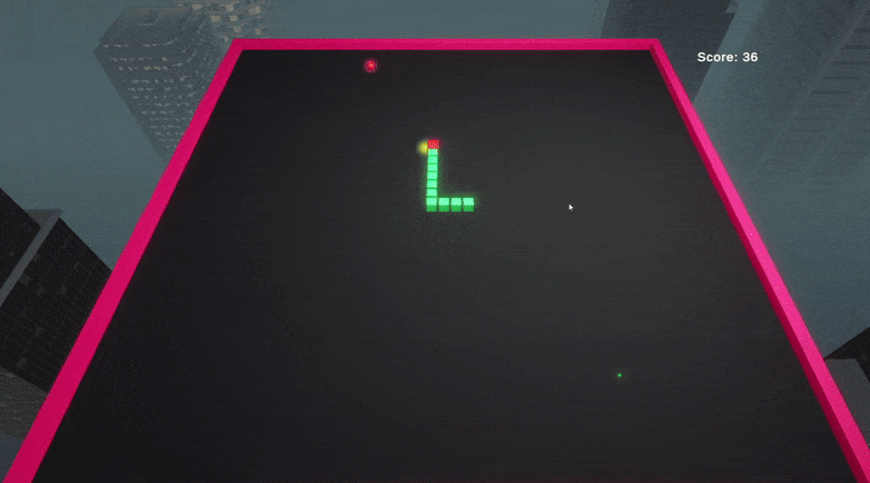 Snake3D neon rooftop gameplay